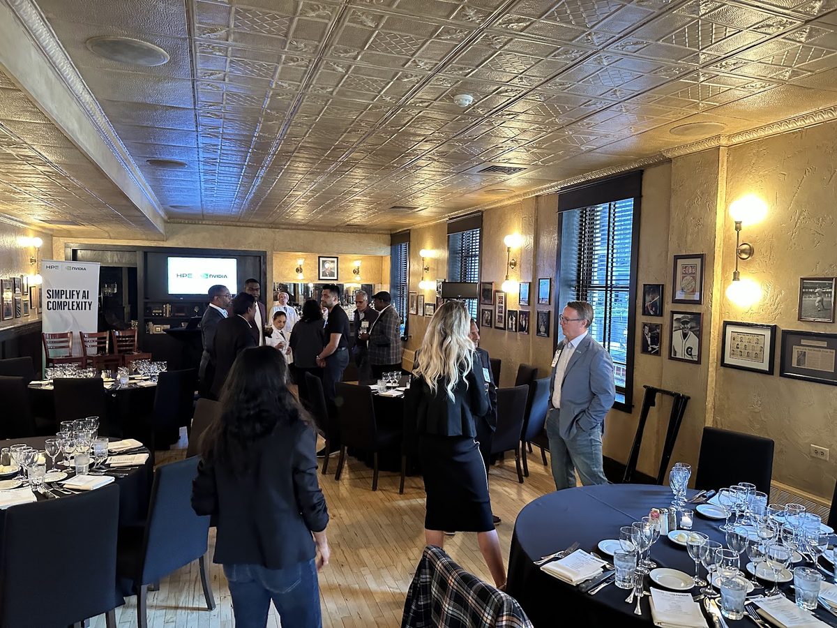 A branded room prepared for an HPE and NVIDIA dinner