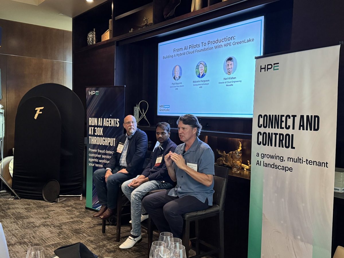 Panellists on stage during an HPE GreenLake session